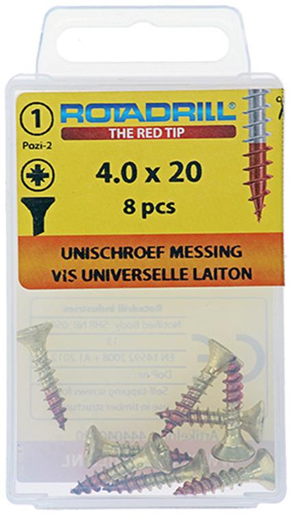 Rotadrill 1039888 - universeelschroef messing vk pzd 4,0x20mm (8) | 6 stuks