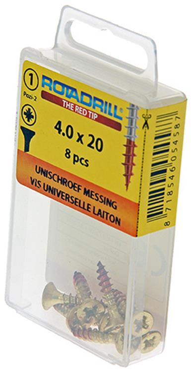 Afbeelding laden in galerijviewer, Rotadrill 1039888 - universeelschroef messing vk pzd 4,0x20mm (8) | 6 stuks

