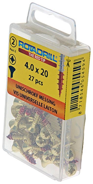 Afbeelding laden in galerijviewer, Rotadrill 1039882 - universeelschroef messing lk pzd 4,0x20mm (27) | 6 stuks
