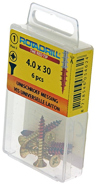 Rotadrill 1039890 - universeelschroef messing vk pzd 4,0x30mm (6) | 6 stuks