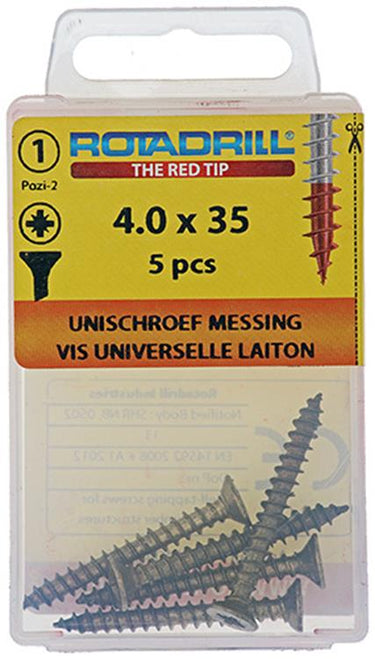 Rotadrill 1039891 - universeelschroef messing vk pzd 4,0x35mm (5) | 6 stuks