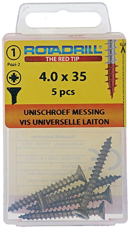 Afbeelding laden in galerijviewer, Rotadrill 1039891 - universeelschroef messing vk pzd 4,0x35mm (5) | 6 stuks
