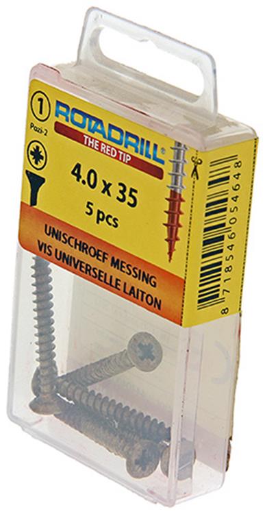 Rotadrill 1039891 - universeelschroef messing vk pzd 4,0x35mm (5) | 6 stuks