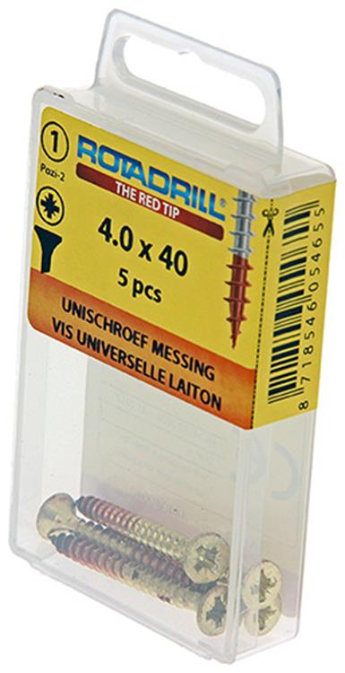 Afbeelding laden in galerijviewer, Rotadrill 1039892 - universeelschroef messing vk pzd 4,0x40mm (5) | 6 stuks
