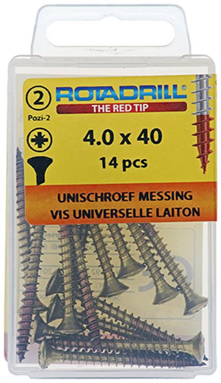 Afbeelding laden in galerijviewer, Rotadrill 1039885 - universeelschroef messing lk pzd 4,0x40mm (14) | 6 stuks
