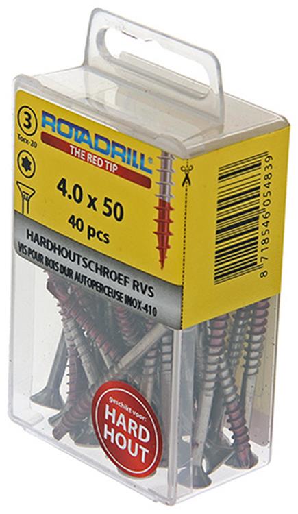 Afbeelding laden in galerijviewer, Rotadrill 1039900 - hardhoutschroefzelfb.sppls.rvs t20 4.0x50mm (40) | 6 stuks
