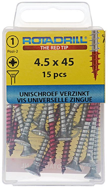Rotadrill 1039782 - universeelschroef vk pzd vz 4.5x45mm (15) | 6 stuks