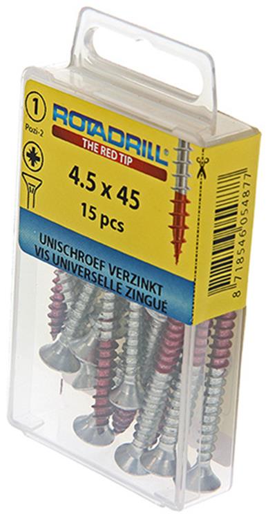 Rotadrill 1039782 - universeelschroef vk pzd vz 4.5x45mm (15) | 6 stuks