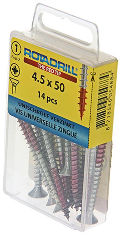 Afbeelding laden in galerijviewer, Rotadrill 1039783 - universeelschroef vk pzd vz 4.5x50mm (14) | 6 stuks
