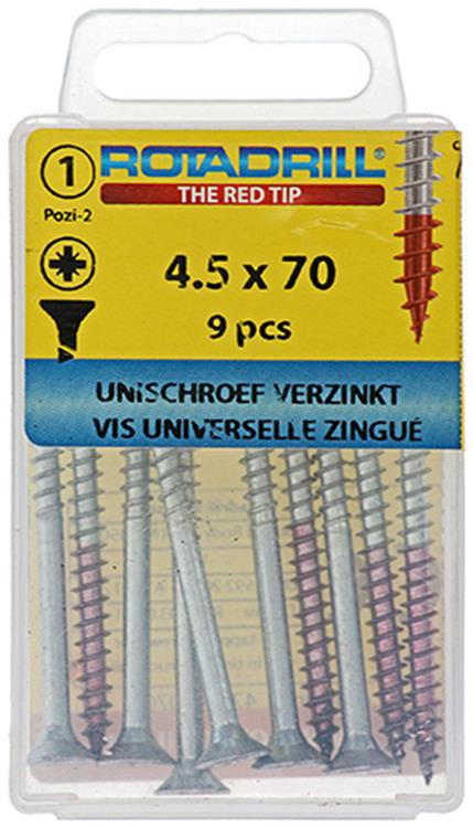 Rotadrill 1039784 - universeelschroef vk pzd vz 4.5x70mm (9) | 6 stuks