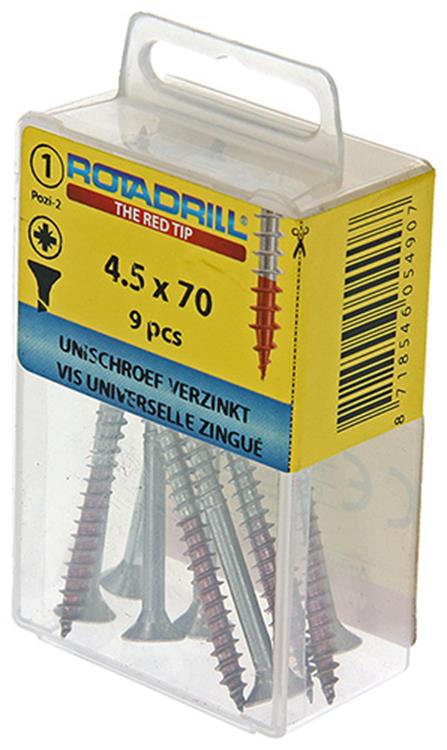 Afbeelding laden in galerijviewer, Rotadrill 1039784 - universeelschroef vk pzd vz 4.5x70mm (9) | 6 stuks
