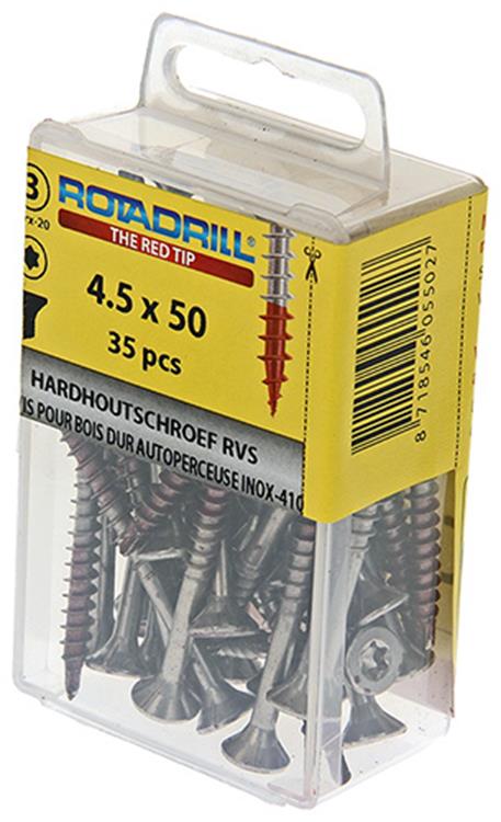 Afbeelding laden in galerijviewer, Rotadrill 1039902 - hardhoutschroefzelfb.sppls.rvs t25 4.5x50mm (35) | 6 stuks
