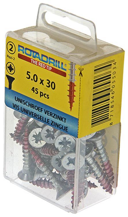 Afbeelding laden in galerijviewer, Rotadrill 1039807 - universeelschroef vk pzd vz 5.0x30mm (45) | 6 stuks
