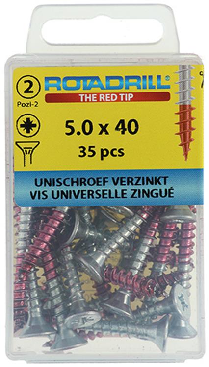 Rotadrill 1039808 - universeelschroef vk pzd vz 5.0x40mm (35) | 6 stuks