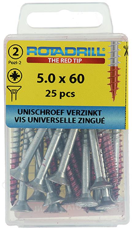 Afbeelding laden in galerijviewer, Rotadrill 1039810 - universeelschroef vk pzd vz 5.0x60mm (25) | 6 stuks
