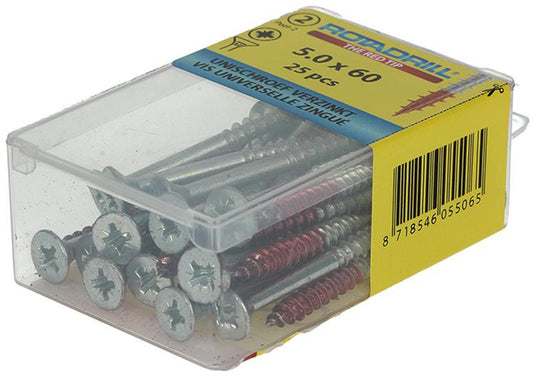 Rotadrill 1039810 - universeelschroef vk pzd vz 5.0x60mm (25) | 6 stuks