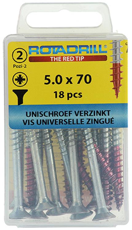 Afbeelding laden in galerijviewer, Rotadrill 1039811 - universeelschroef vk pzd vz 5.0x70mm (18) | 6 stuks
