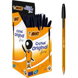 Balpen bic cristal fijn 0,3-0,5mm zwart luchtdoorlatende dop