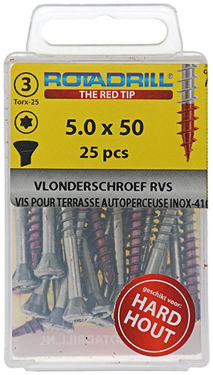 Afbeelding laden in galerijviewer, Rotadrill 1039907 - terrasschroef zelfb.sppls.rvs t25 5.0x50mm (25) | 6 stuks
