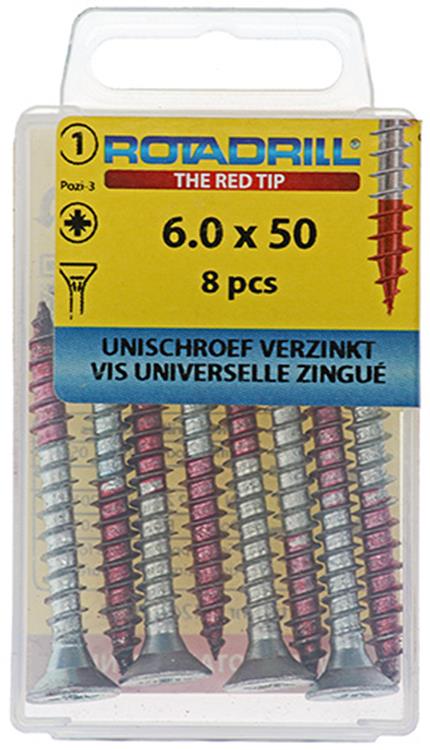 Afbeelding laden in galerijviewer, Rotadrill 1039786 - universeelschroef vk pzd vz 6.0x50mm (8) | 6 stuks
