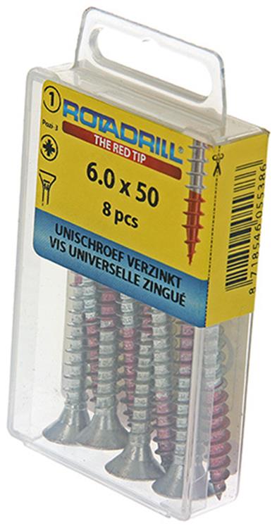 Afbeelding laden in galerijviewer, Rotadrill 1039786 - universeelschroef vk pzd vz 6.0x50mm (8) | 6 stuks
