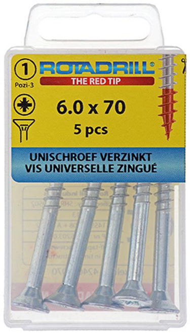 Rotadrill 1039788 - universeelschroef vk pzd vz 6.0x70mm (5) | 6 stuks