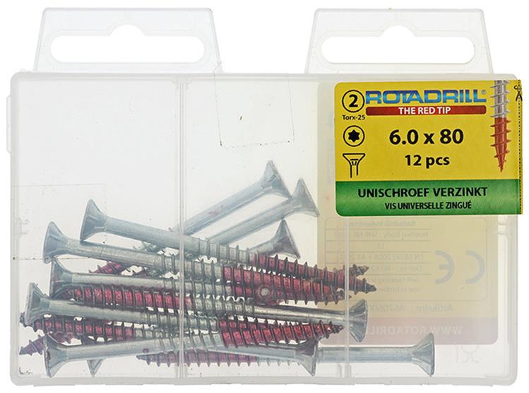 Afbeelding laden in galerijviewer, Rotadrill 1039955 - universeelschroef vktx vz 6.0x80mm (12) | 6 stuks
