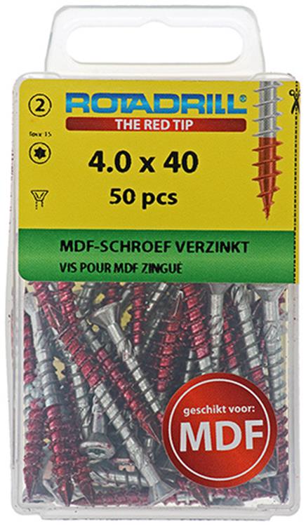 Rotadrill 1039912 - mdf-schroef 75°-vk tx vz 4.0x40mm (50) | 6 stuks