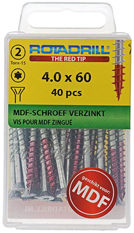 Afbeelding laden in galerijviewer, Rotadrill 1039914 - mdf-schroef 75°-vk tx vz 4.0x60mm (40) | 6 stuks
