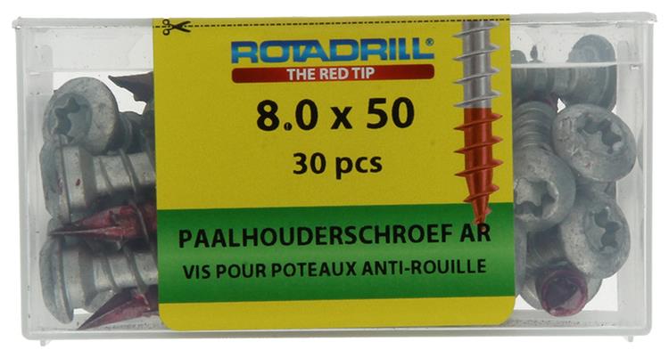 Afbeelding laden in galerijviewer, Rotadrill 1040020 - paalhouderschroef ar-coating tx 8.0x50mm (30) | 4 stuks
