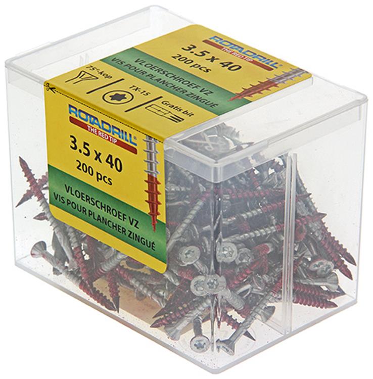 Afbeelding laden in galerijviewer, Rotadrill 1040007 - vloerschroef 75°-vk tx vz 3.5x40mm (200) | 4 stuks
