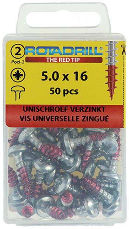 Afbeelding laden in galerijviewer, Rotadrill 1039831 - universeelschroef ck pzd vz 5.0x16mm (50) | 6 stuks
