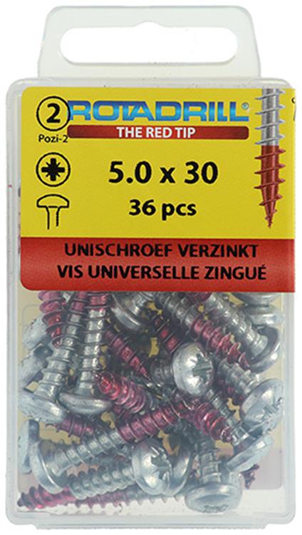 Rotadrill 1039834 - universeelschroef ck pzd vz 5.0x30mm (36) | 6 stuks