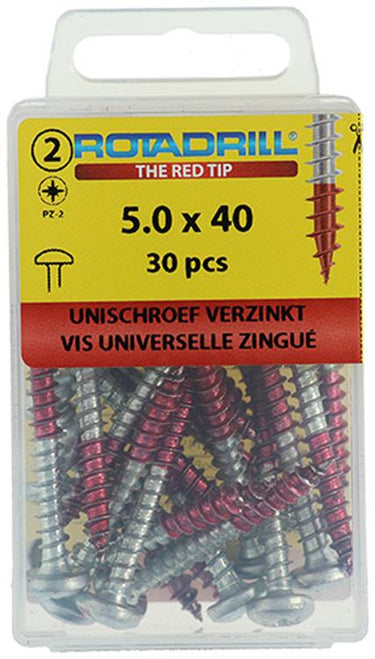 Rotadrill 1039835 - universeelschroef ck pzd vz 5.0x40mm (30) | 6 stuks
