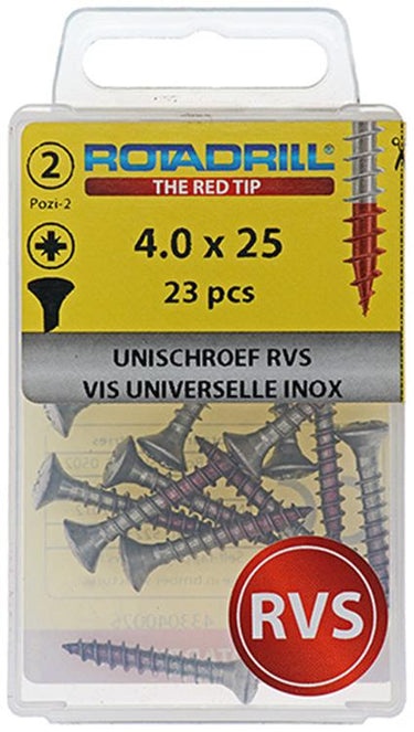 Rotadrill 1039872 - universeelschroef lk pzd rvs-a2 4.0x25mm (23) | 6 stuks