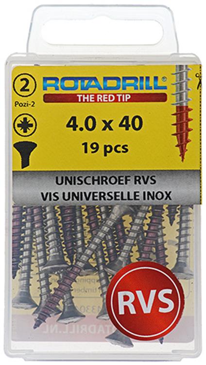 Afbeelding laden in galerijviewer, Rotadrill 1039874 - universeelschroef lk pzd rvs-a2 4.0x40mm (19) | 6 stuks
