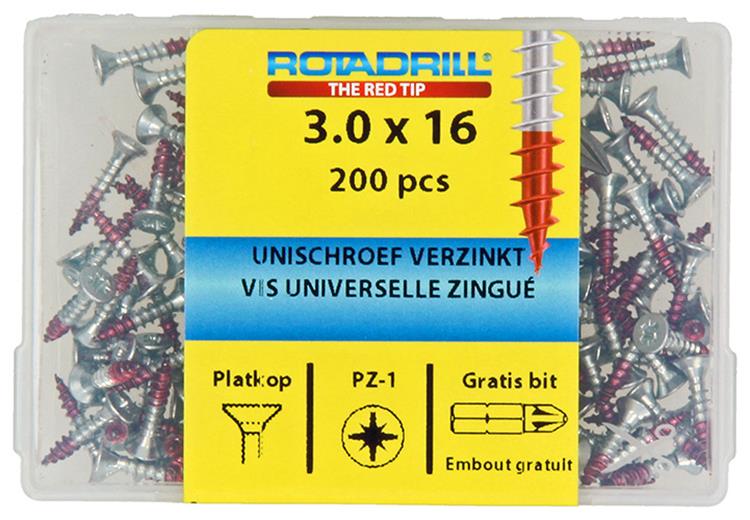 Afbeelding laden in galerijviewer, Rotadrill 1039960 - universeelschroef vkpzd vz 3.0x16mm (200) | 4 stuks
