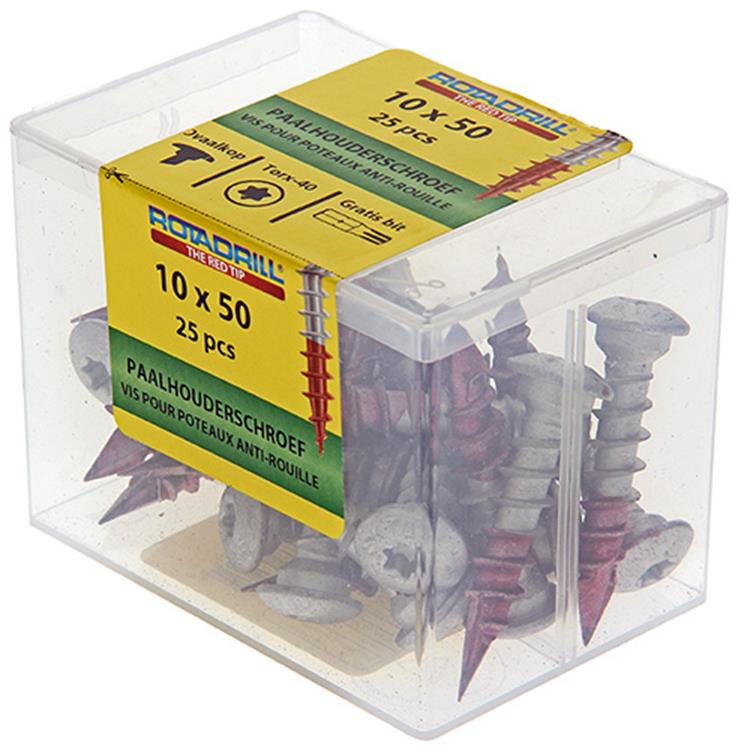 Afbeelding laden in galerijviewer, Rotadrill 1040021 - paalhouderschroef ar-coating tx 10.0x50mm (25) | 4 stuks
