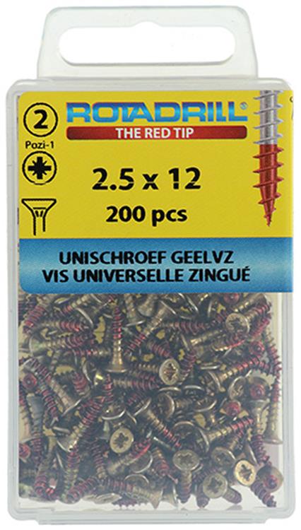 Rotadrill 1039789 - universeelschroef vk pzd glvz 2,5x12mm(200) | 6 stuks