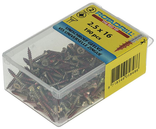 Rotadrill 1039790 - universeelschroef vk pzd glvz 2.5x16mm(190) | 6 stuks