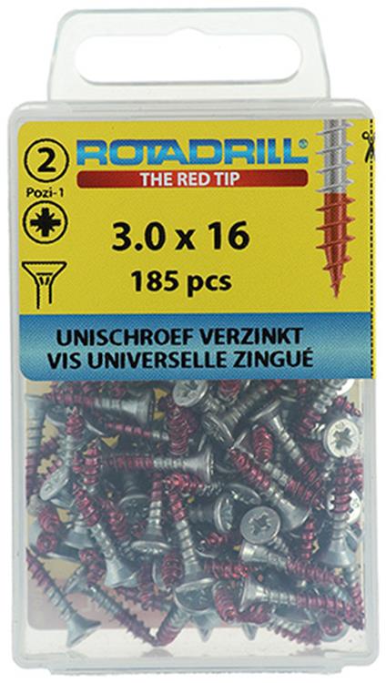 Afbeelding laden in galerijviewer, Rotadrill 1039791 - universeelschroef vk pzd vz 3.0x16mm (185) | 6 stuks

