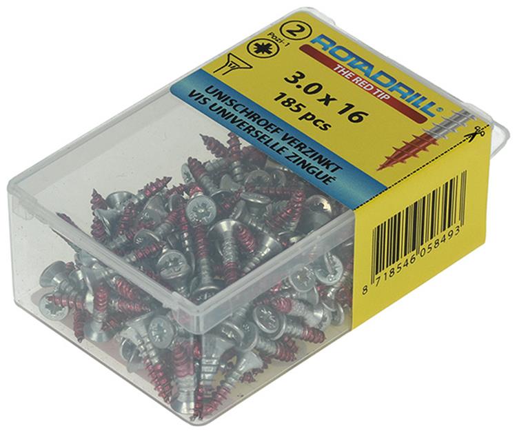 Afbeelding laden in galerijviewer, Rotadrill 1039791 - universeelschroef vk pzd vz 3.0x16mm (185) | 6 stuks

