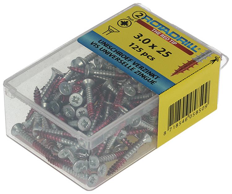 Afbeelding laden in galerijviewer, Rotadrill 1039792 - universeelschroef vk pzd vz 3.0x25mm (125) | 6 stuks
