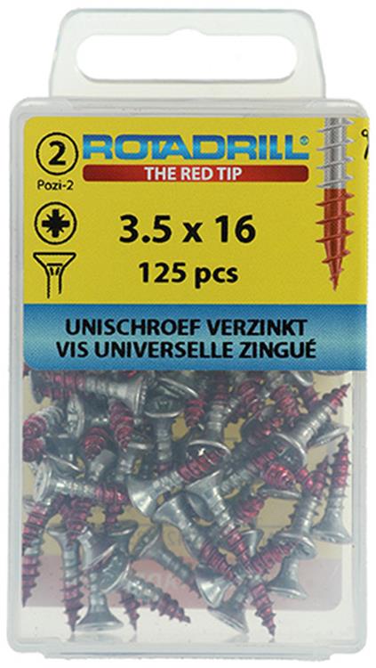Rotadrill 1039793 - universeelschroef vk pzd vz 3.5x16mm (125) | 6 stuks