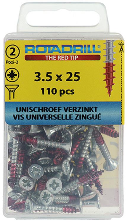 Afbeelding laden in galerijviewer, Rotadrill 1039795 - universeelschroef vk pzd vz 3.5x25mm (110) | 6 stuks
