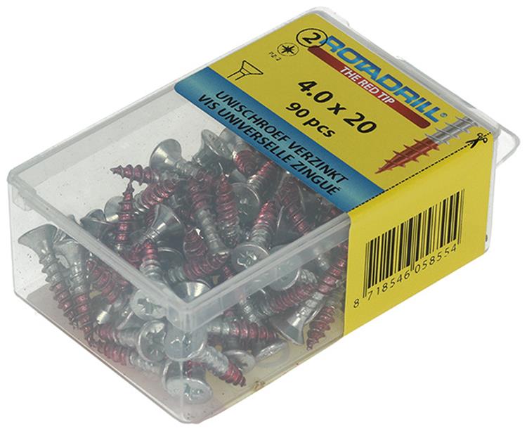 Afbeelding laden in galerijviewer, Rotadrill 1039798 - universeelschroef vk pzd vz 4.0x20mm (90) | 6 stuks
