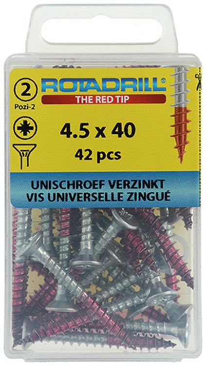 Afbeelding laden in galerijviewer, Rotadrill 1039803 - universeelschroef vk pzd vz 4.5x40mm (42) | 6 stuks
