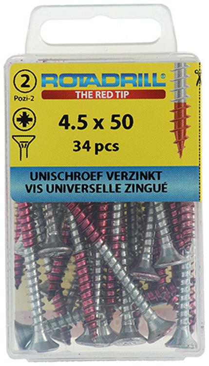 Rotadrill 1039804 - universeelschroef vk pzd vz 4.5x50mm (34) | 6 stuks