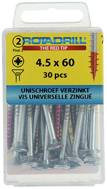 Rotadrill 1039805 - universeelschroef vk pzd vz 4.5x60mm (30) | 6 stuks