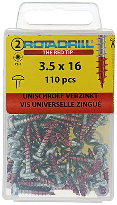 Rotadrill 1039826 - universeelschroef ck pzd vz 3.5x16mm (110) | 6 stuks